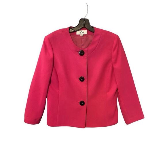 LE SUIT. Deep Pink Lined Long Sleeve Jacket. Size 10 Workwear. Formal Business - Picture 1 of 10